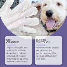 Pet Grooming Gloves, Pet No-Rinse Deodorizing Cleaning Wipes