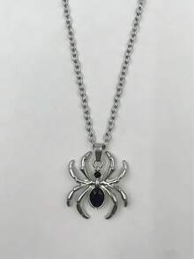 1pc Gothic Style Spider Necklace, Rhinestone Alloy Spider Pendant Titanium Steel Necklace, Suitable For Halloween And Everyday Street Style - Multicolor - View 13