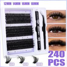 240片單簇假睫毛 D捲度 8-16mm DIY睫毛簇 混合密度 30D/40D/560D/80D/100D 長效超輕量睫毛化妝工具組 適合居家或戶外使用 完美適用日常、婚禮、約會、派對、音樂節 - 彩色 - 查看 12