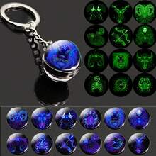 Glow-In-The-Dark 12 Zodiac Signs Double-Sided Convex Glass Ball Keychain, Outdoor Key Chain - Multicolor - View 11