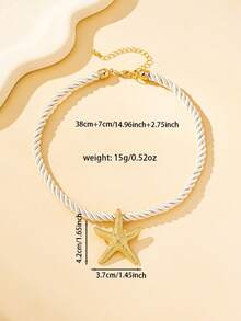 1 Pair Geometric Starfish Stud Earrings & 1 Starfish Necklace, Fashionable Everyday Commute Exaggerated Design, Suitable For Women Party And Gift (Can Purchase Earrings And Necklace Separately Or As A Set) - Starfish - View 2