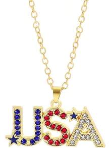 4th Of July Necklace Patriotic Rhinestone Red Blue White American Flag Enamel Stars Heart USA Flags Sparkly Crystal CZ Pendant Necklace For Men Women Independence Memorial Day Fourth Of July Jewelry Gifts2025 - 美國項鍊 - 查看 10
