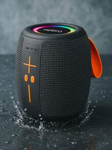 Bocina inalámbrica Nebro RGB Bluetooth 5.3 1200mAh cable carga incluido luz ambiental color sonido portátil compatible smartphones diseño moderno calidad audio resistente - Negro - Ver 2