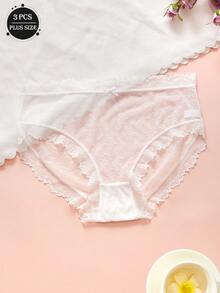 3 sztuki świeżych, słodkich, seksownych koronkowych, wyciętych, półprzezroczystych, małych, świeżych kokardek, jednolitych kolorów, dużych rozmiarów, damskie spodnie trójkątne z niskim stanem, modna, prosta, francuska, romantyczna, czysta i słodka bielizna, lekka, miękka, jedwabista i gładka, styl na cztery pory roku, do domu, na podróż, na imprezę, dostępne w wielu kolorach