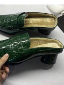 秋冬时尚女式穆勒一脚蹬圆跟拖鞋尖头圆柱形鞋跟女式高跟鞋奢华格子高跟凉鞋，橡胶鞋底，时尚女鞋专属迷你粗跟露背女式凉鞋，适合所有季节派对，女式高跟鞋注意：尺码偏大 - 尺码偏小，完美贴合