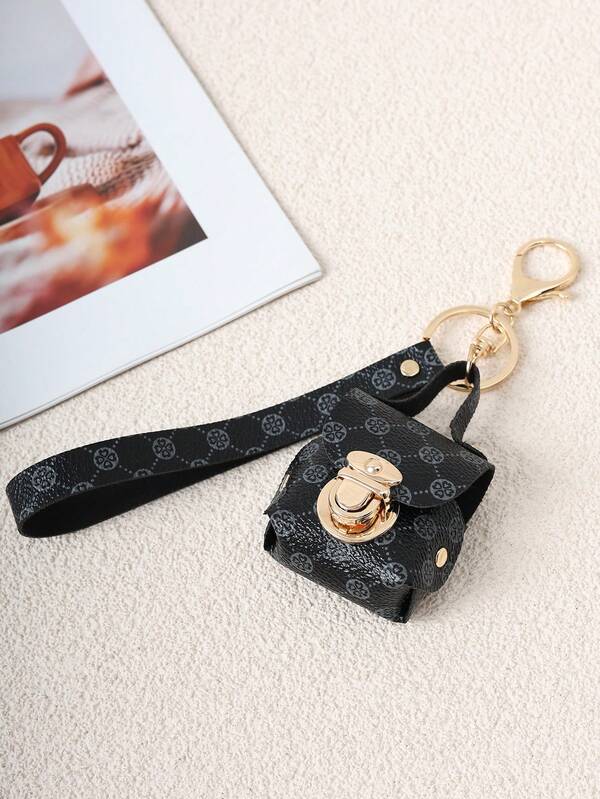 Polka Dot Leather Lock Small Bag Coin Purse Mini Earphone Storage Bag Portable Keychain Pendant Gifts For Women Gifts For Men