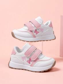 1 Pair Girls' Vintage Style Butterfly Embroidered Contrast Color Anti-Slip Durable Shoes, Suitable For Spring, Summer, Autumn And Winter - White - View 1