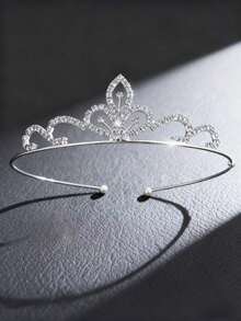 1pc Women Rhinestone Crown Decor Gorgeous Headband Elegant Tiaras Costume Crown Hair Garland Headpiece, Tiara Crown, Wedding, Bridesmaids Gifts, Looks Of Party, Hair Accessories, Hair Accessories For Women - Gold - View 3