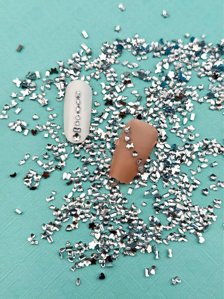 1 Pacote com 1000 Peças de Mini Strass para Decoração de Unhas, Multi-Estilo Livremente Combinável, Adequado para Decoração de Unhas e DIY de Unhas