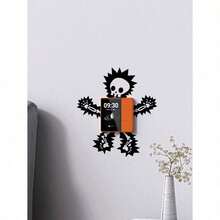 Electric Shock Skull Switch Sticker, Black Self Adhesive Switch Wall Sticker For Home Decor, Stickers, Wall Decal, Vinyl Decal For Home Decorations, Spring Decoration Items Refresh Your Home, Festival Decoration Stickers Gifts Birthday Graduation - 黑色 - 查看 11