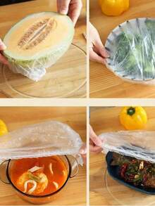500片/300片/200片/100片装 便携式食品保鲜盖，可拉伸食品保鲜膜，易于使用的蔬菜保鲜盖，冰箱保鲜保湿工具，塑料袋替代品，水果保鲜，抗菌