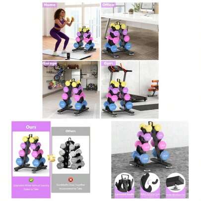 Dumbbell Rack Stand Only, Weight Rack Dumbell Set Home Gym Storage Stand Weights Metal A - Frame Strength Training Dumbbell Holder With Handle Dumbells Not Included