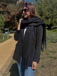 2025 Women Scarf Winter Warm Thick Shawl Wraps Fashion Solid Color Pashmina Scarves Long Tassel Hijab Stoles Bufanda Cashmere - XW12A-8 - View 8