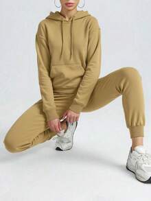 Women Two-Piece Outfits - 卡其色 - 查看 3