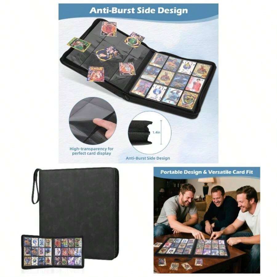 TCG Card Binder 480 Pockets, 12 Pockets Card Binder, Side Loading Trading Card Binder, Collectible Card Albums MTG, TCG, Sports, Game Cards - 黑色 - 查看 1
