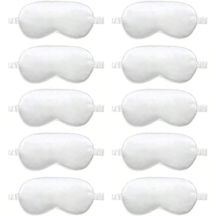 10 Pack Sleep MaskSilk Eye Mask For Night Sleeping Office Travel Party Games Suitablefor Men Women White - White - View 1
