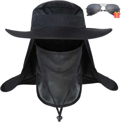 NEWYOUTH Sombrero de protección Solar Gorras de Pesca, Hombres Sombrero de Cubo de Abedul Ancho UV UPF50 + Sombreros de Sol Plegables para Pesca Senderismo Jardín Playa(Negro)