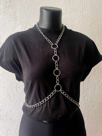 1 st. Dam Renässansaccessoar Modernt och sexigt silverhalsband Midjekedja Dekoration Gotisk Stil Lämplig För Halloweenfester Och Vardagskläder