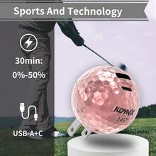 KDYNIX Charger Ball,20W Dual Port Creative Golf Ball Charger Block,GaN III Power Adapter Fast Wall Charger With UL Certified,Fast Charging For IPhone 16/15 Series, Galaxy,IPad,The Best Gift For Ballers. - 電鍍玫瑰金 - 查看 3
