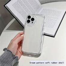 Solid Color Anti-Yellow Wave Pattern Phone Case - Simple Matte Feel Shockproof Protective Cover| Long-Lasting, Translucent Without Yellowing| Non-Slip, Wear-Resistant, Skin-Friendly Case| For IPhone 17 16 15 14 13 12 11 Pro Max Plus - 透明的 - 查看 2