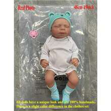 48cm Full Body Soft Vinyl Reborn Baby Doll, 3D Painted Skin With Visible Veins; 19" Realistic Sleeping Newborn Bathing Toy, Children's Birthday Gift (Some Accessories Included Randomly, Such As Pacifier, Bottle, Diaper, Hat And Clothing Set) - Full body vinyl doll - View 3