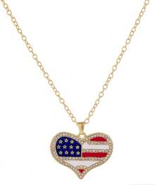 4th Of July Necklace Patriotic Rhinestone Red Blue White American Flag Enamel Stars Heart USA Flags Sparkly Crystal CZ Pendant Necklace For Men Women Independence Memorial Day Fourth Of July Jewelry Gifts2025 - 心形項鍊 - 查看 10