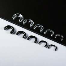 4pcs Glass Septum Retainers 16g 14g 12g 10g 8g, 2pcs Black & 2pcs Clear U-Shape Pincher Tapers With O-Rings For Work, Sports, Surgery, Hypoallergenic{Inchsize_nameinch:Inch1.2mm(16g)Inch} - 1,2mm (16g) - Xem 4