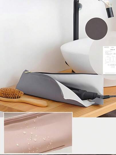 1pc Heat Resistant Nylon Hair Styling Tool Storage Bag, Suitable For Hanging Design Styling Tools, Clips And Curlers, For Women's Hair Tools