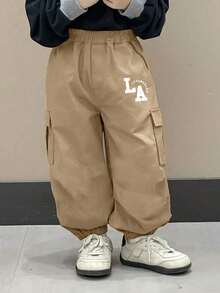 1 件装年轻男孩休闲宽松哈伦裤，美式嘻哈风格