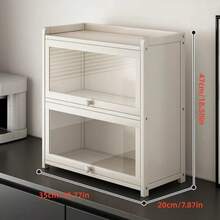 1pc Flip Cover Cup Holder Organizer, Desktop Cup Rack, Multi-Layer Storage Cabinet For Tea/Coffee Cups, Space-Saving, Easy Storage For Mugs