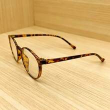 Women's Tortoiseshell Retro Minimalist Large Frame Casual Fashion Glasses - Hawksbill - View 6