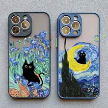Retro Oil Painting Van-Gogh Cat Phone Case Covercompatible with  17 15 13 12 11 Pro Max Mini 16 14 Pro Max 15 Plus X XS XR Shockproof Shell,Covercompatible with  17 Hülle, 17 pro Hülle, 17 promax Hülle - schwarz YHM 5 - Übersicht 6