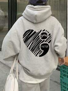 Sudadera con capucha afelpada para mujer, nueva colección de otoño e invierno, holgada, casual y combinable. - Gris oscuro - Ver 2