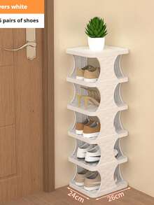 Vertical Shoe Rack:Stackable Shoe Rack For Closet DIY Free Standing Shoe Organizer Small Shoe Shelf For Small Spaces And Narrow Spaces Plastic Lightweight Modular Easy-Assembly Design Ideal For Entryway Living Room Bedroom Dorm Apartment And Narrow Closets, Perfect For Sneakers Sandals Heels Boots, Keeps Footwear Organized, Clutter-Free Storage Solution, Space-Efficient, Stackable Freestanding Unit, Portable, Versatile For Closet Shelf Or Hallway, Simple DIY Setup, Sturdy Plastic Construction, Long-Lasting Use, Spring Refresh For A Tidy Wardrobe - Multicolor - View 12