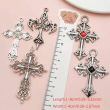 6 件大号十字架吊坠钥匙扣套装 - DIY 工艺用品，适用于项链、手链、钥匙扣和包包饰物 - 均碼 - 查看 4