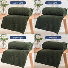 Knit Throw Blanket,Classical Checkered Blanket For Couch,Cozy Warm Knitted Throw Blanket For Bed Sofa Living Room, Decorative Stretched Throw, Lightweigh,50"X 60"Oatmeal - 綠色的 - 查看 5