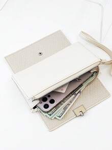 MINGYOU Soft Lychee Textured Handbag Multifunctional Wallet - Beige - View 2