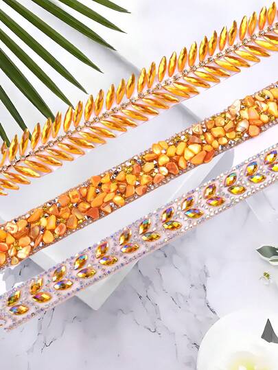 1 Roll Self-Adhesive Crystal Sequin Trim - Multi-Color Glass Rhinestone Strips, Self-Stick Rhinestone Decoration For DIY Crafts, Suitable For Clothing, Hats, Bags And Crafts, Shiny Crystal Sticker Roll, Clothing Decoration, Denim Decoration | Golden Crystal Diamond Shiny Decorative Patch, DIY Handicrafts, Wedding Party Decor, Car, Phone, Clothing, Shoes & Accessories, Decorative Supplies, Home Gifts