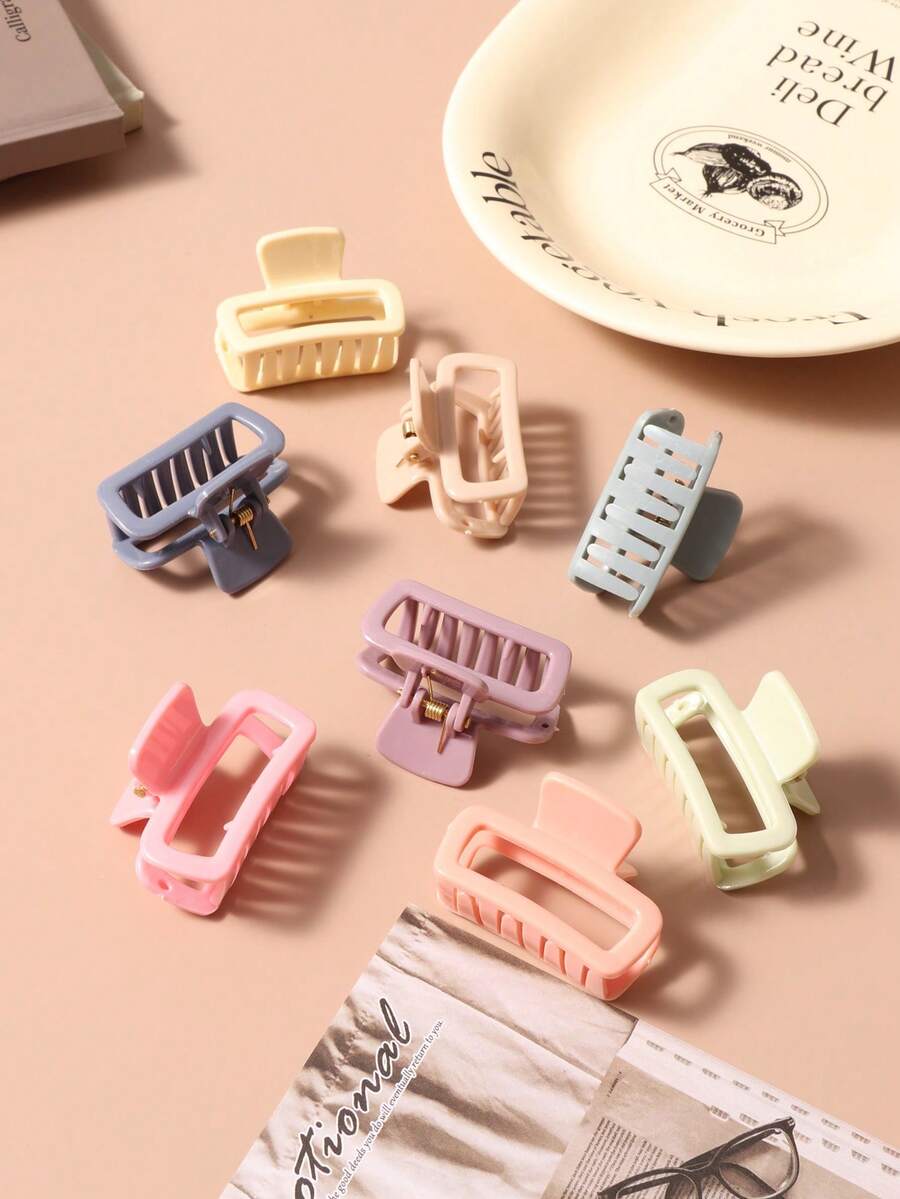 8 buc/set agrafe de păr Morandi cu gheare pătrate, medii și mari, accesorii de păr casual la modă, cu gheare, elegante, cu cleme de păr de iarnă - Multicolor - Vizualizare 1
