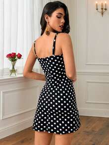 Romantic/Formal Occasion/Birthday Party/90s Retro/Business Casual Graduation A-Line Halter Polka Dot Mini Dress, Spring/Summer/Autumn