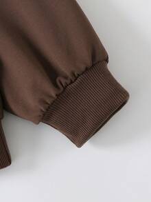 1pc Teen Boy Dynamic Fun Cartoon & Text Pattern Sweatshirt, Individual, School Activity Style - Brown - View 5