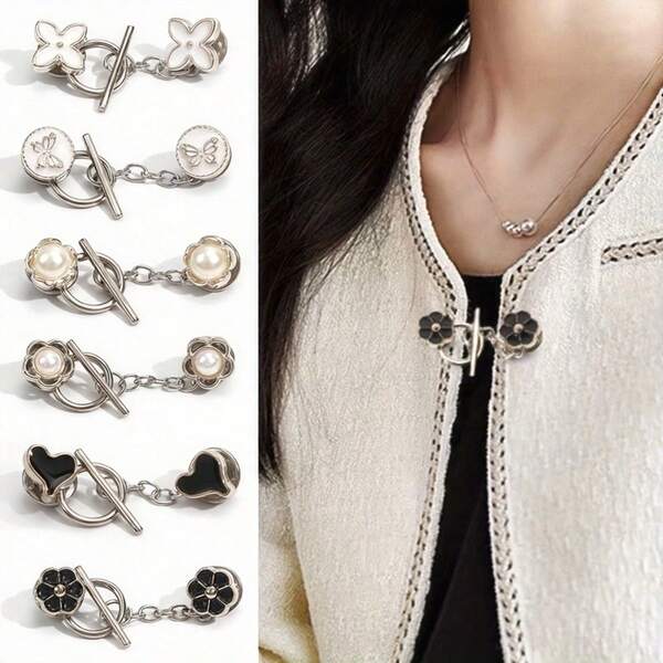 6 pezzi di accessori misti per stringere la vita dei jeans, regolatori di vita in metallo senza fori, bottoni invisibili per le cinture dei pantaloni, fibbie in ferro da applicare sui jeans, regolabili, senza cuciture, anelli per fibbie, adatti per il denim, per il fai da te e la cucitura