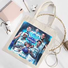 Charlotte Basketball  Aesthetic Canvas Tote Bag, No Zipper, No Pockets Inside, Concert Movie Festival Related Reusable Totes Bag - White - View 2