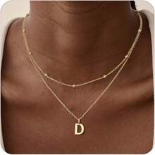 Initial Necklaces For Women 14k Gold Plated Dainty Layered A-Z Letter Pendant Necklaces For Women  Personalized Name Necklace Gold Jewelry Gifts Fashion Accessories2025 - d - 查看 1