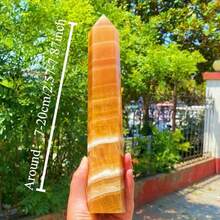 1pc Natural Yellow Calcite Crystal Tower - Elegant Obelisk Point With Golden-Yellow To White Marbling, Polished Smooth Facets For Home Office Decor, Meditation Altar, St. Patrick's Day Easter Mardi Gras Decoration, Spiritual Stone Gift
