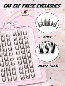 10 对猫仙子 60 簇卡通假睫毛，3 部分三部曲睫毛套装，自然浓密睫毛，万圣节理想之选 - C - 查看 3