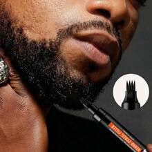 Goiple 2-In-1 Beard Filler Pen Set, Black 4-Prong Beard Grooming Pen, Men's Beard Filler Pen, Sweat & Waterproof, Fill In Sparse Beard, Long-Lasting Color, 4-Head Brush, Multi-Function Eyebrow/Eyeliner Pencil, Beard Grooming Pen - 彩色 - 查看 9