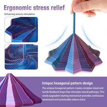1 pieza Objeto de extensión sensorial estrella impreso en 3D, mango hexagonal fractal expandible, diseño espiral giratorio de panal, regalo perfecto para adultos - Multicolor - Ver 2