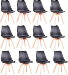 EGOONM Set aus 6 skandinavischen Esszimmerstühlen, Retro gepolsterte Küchenstühle/Bürostühle mit Beinen aus massivem Buchenholz (6, Weiß) Küchen-Esszimmerstühle