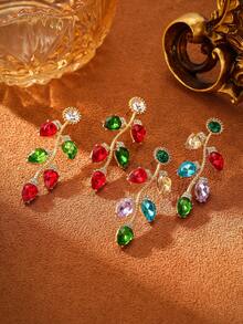 1 par de brincos elegantes em formato de árvore de Natal, brincos coloridos em formato de lâmpada natalina, brincos brilhantes em formato de coração e gota com zircônias cúbicas, ideais para casamentos, férias, festas, Dia dos Namorados e presentes de Natal. - Brincos de árvore de natal - Ver 3